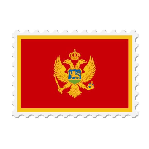 istock Montenegro postage stamp. Postcard vector illustration with Montenegrin national flag isolated on white background. 1626063604