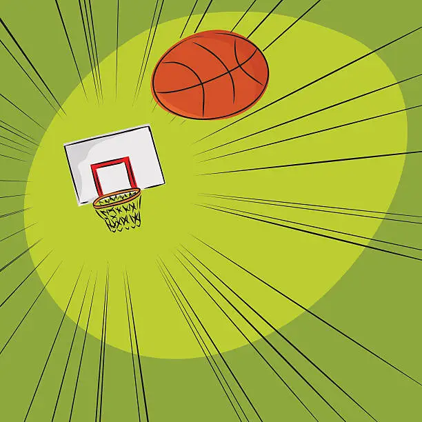 Vector illustration of Basketball Toward The Net