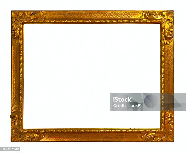 Ouro Moldura De Quadro Isolado Sobre Branco - Fotografias de stock e mais imagens de Branco - Branco, Decorar, Dourado - Condição