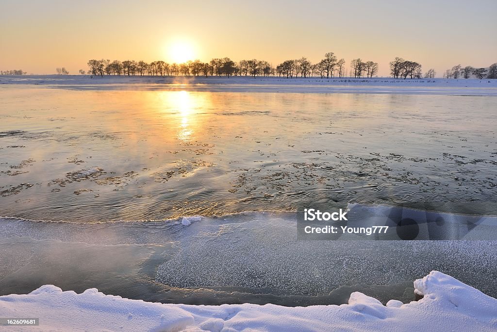 Inverno, o rio songhua bonito - Royalty-free Anoitecer Foto de stock