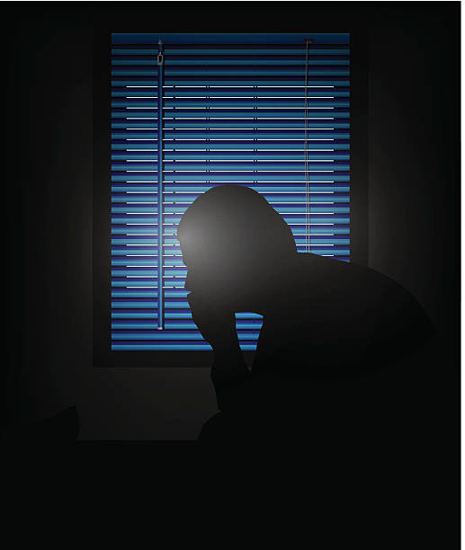 고독 - window men loneliness depression stock illustrations