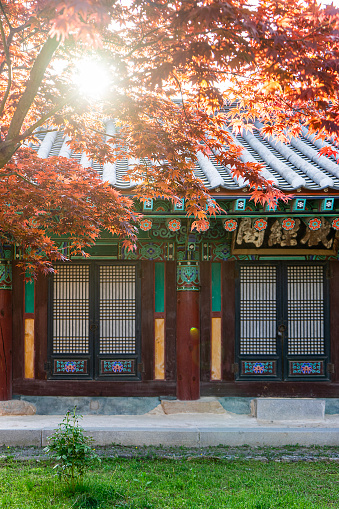 Beautiful Korean Style Building Wall in the Palace of Seoul