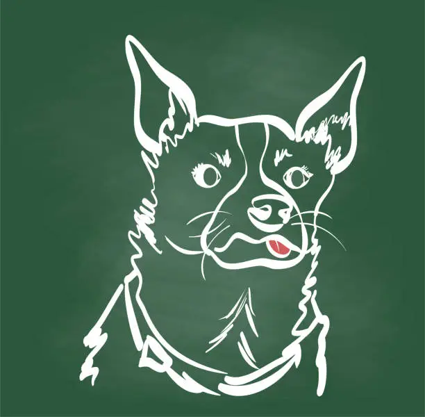 Vector illustration of Dog Thinking And Smelling Chalkboard