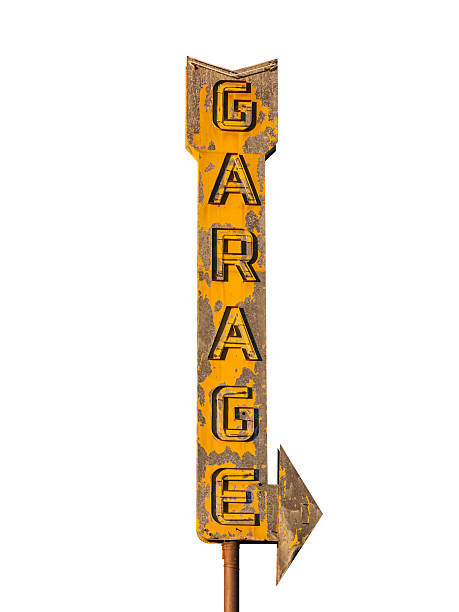 istock Vintage Neon Garage Arrow Sign Ruin 162619625