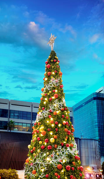 istock Outdoor shiny Christmas tree at city square 1626249722