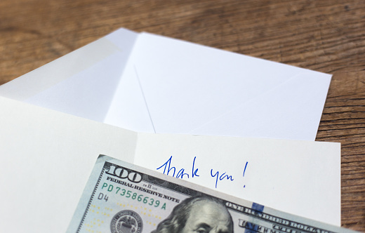 Thank You Card with $100 Bill