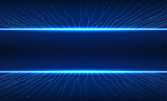 Technology circuit board technology background with grid lines Increases the brightness and attractiveness. Vector technology illustration is highlighted in blue tones. Suitable for high tech
