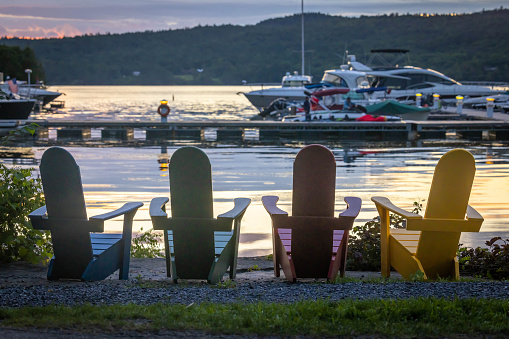 4 Adirondack Chairs  in front of Lake Champlain, VT