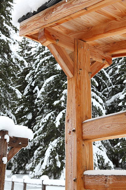 detalhe da casa no inverno - stütze - fotografias e filmes do acervo