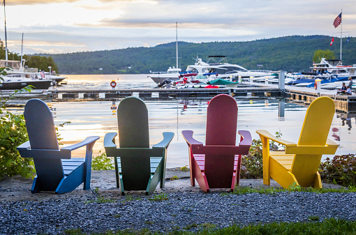 4 Adirondack Chairs  in front of Lake Champlain, VT