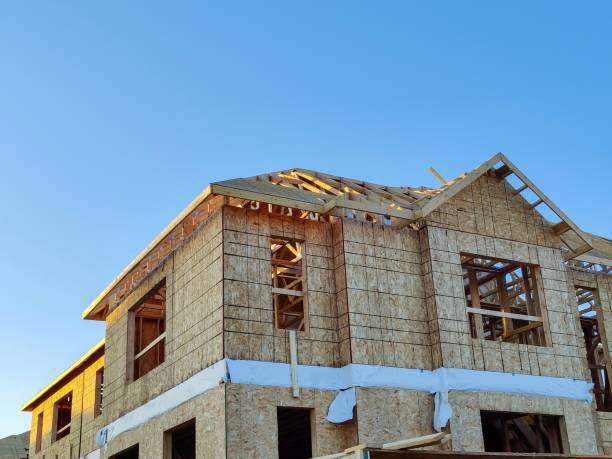 row of townhouse villas are under construction.