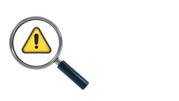 istock 3D rendering of magnifying glass with exclamation icon, error search, problem find icon on isolated white background 1626401713