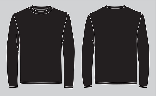 Men's long sleeve black t-shirt with front and back views