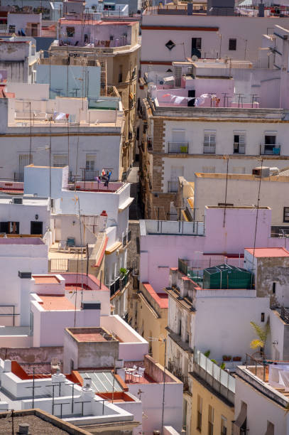 Bird's eye view of beautiful  Old Town of Cadiz from the Cathedral view point.