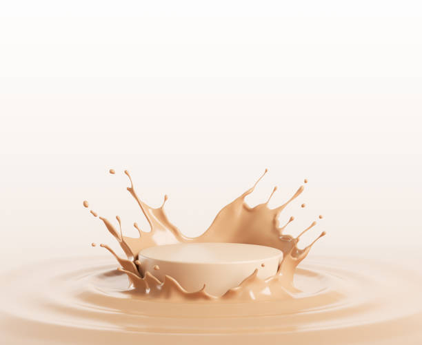istock pedestal podium display with brown foundation cream splash. 1626446010