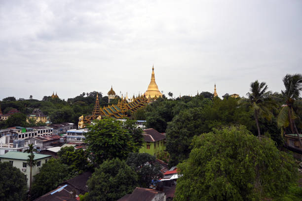 Temple in the mist early morning in Bagan, sea pagoda bagan bagan myanmar