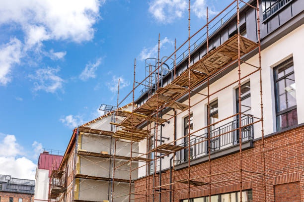istock facade of old building with scaffold during renovation works. 1626480574
