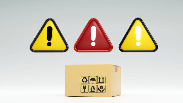 istock 3D rendering of shipping box with an exclamation mark, problem sign, error, Delivery service and shipping icon concept 1626497261