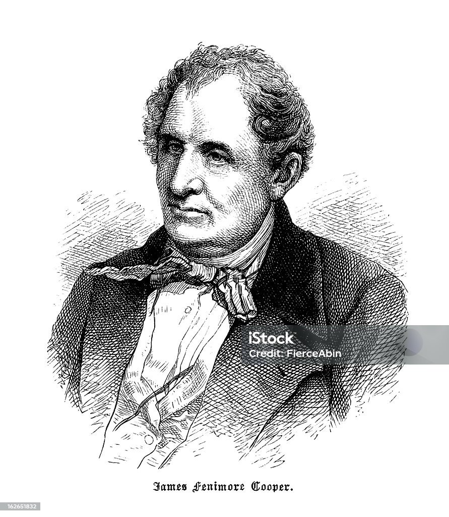 James Fenimore Cooper-antyczne grawerowane Portret - Zbiór ilustracji royalty-free (James Fenimore Cooper)