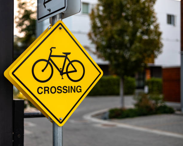 istock Bicycle crossing street sign 1626535776