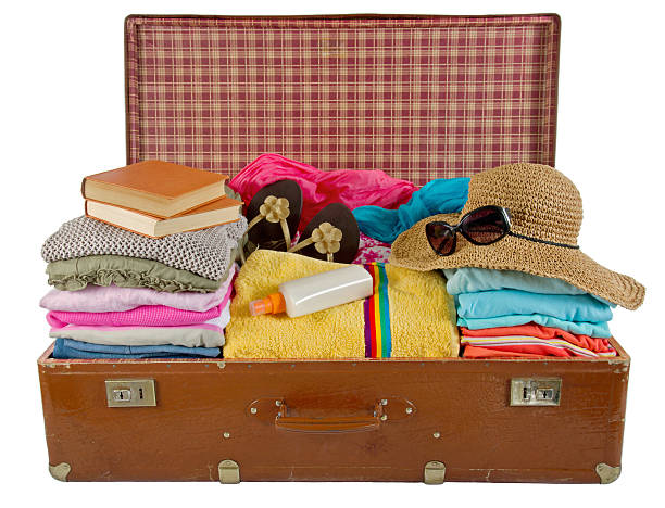 istock Old vintage suitcase packed with clothes 162654165