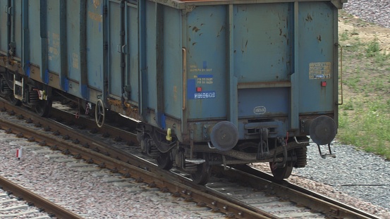 Freight Train Empty Cars On Railway