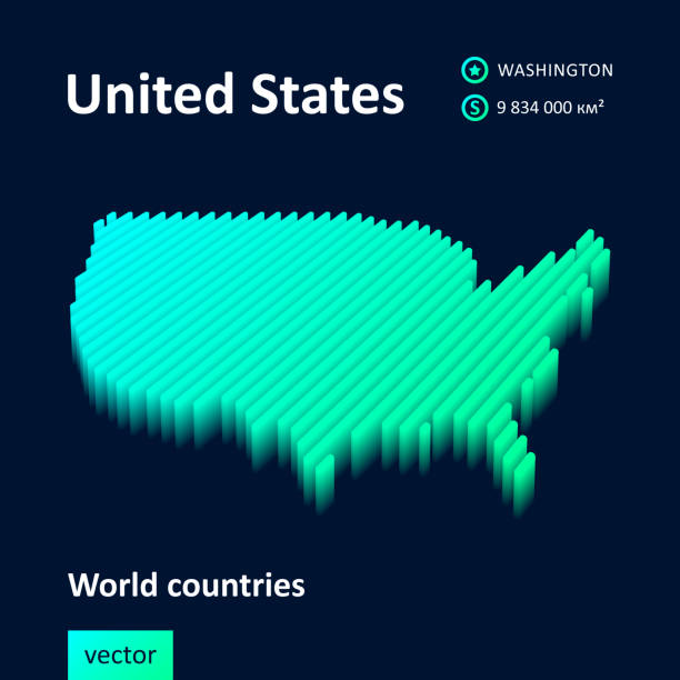 istock USA 3D map. Stylized neon digital isometric striped vector map in green colors on blue background 1626583398