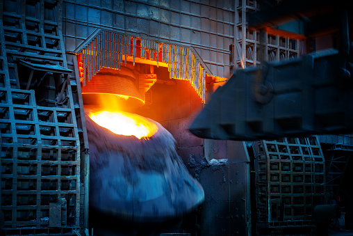 Large steel mill production workshop