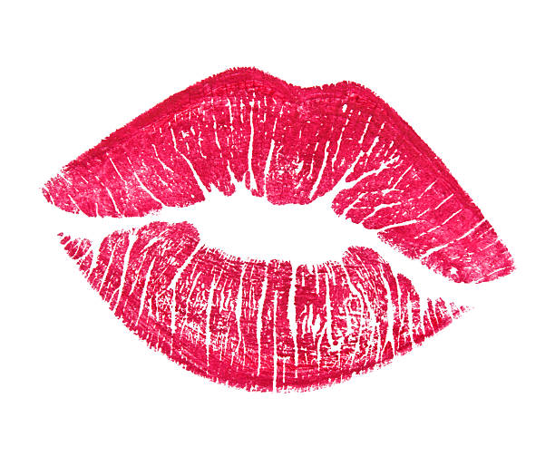 A kiss lipstick stain of red lips stock photo