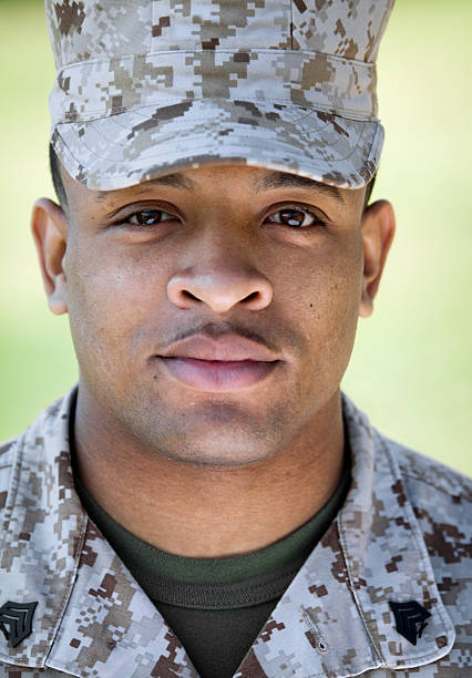 istock Grinning African American Marine 162662920