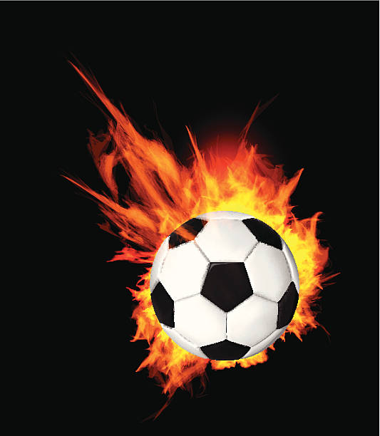 piłka nożna na ogień - fire soccer backgrounds design element stock illustrations