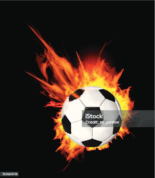Piłka Nożna Na Ogień - Stockowe grafiki wektorowe i więcej obrazów Błyszczący - Błyszczący, Chlapać, Czarny kolor