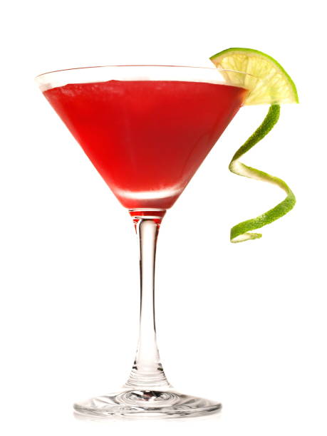 istock Cosmopolitan Cocktail with Lime Twist on white Background - Isolated 1626668154