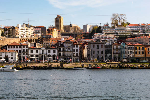 River Colorful buildings on Avenida Diogo Leite in Vila Nova de Gaia, opposite the city of Porto, separated by the Douro River, Portugal, Europe. adega stock pictures, royalty-free photos & images
