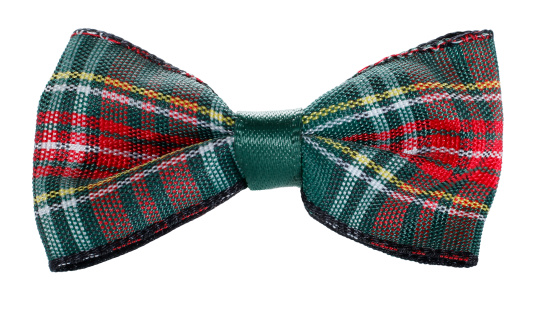 This is a lovely red gren plaid bow tie.