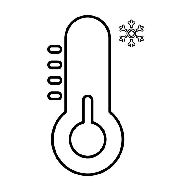 ilustraciones, imágenes clip art, dibujos animados e iconos de stock de icono de clima frío en estilo de contorno - fresh snow audio