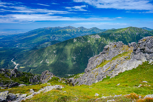 Summer landscape of the Tatra Mountains from the Krivan peak.