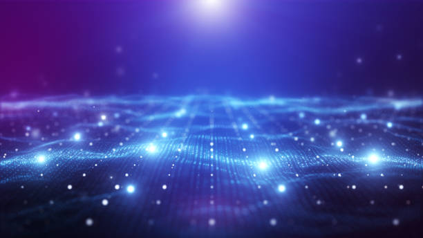 istock Futuristic flying over 3D blue pink glow digital landscape abstract technology background. 1626698614