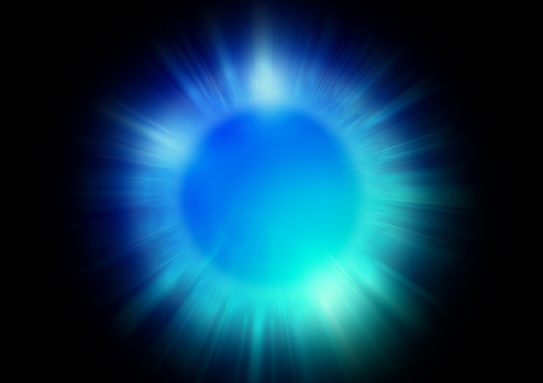 3d illustration of abstract blue sphere glowing in science and technology concept