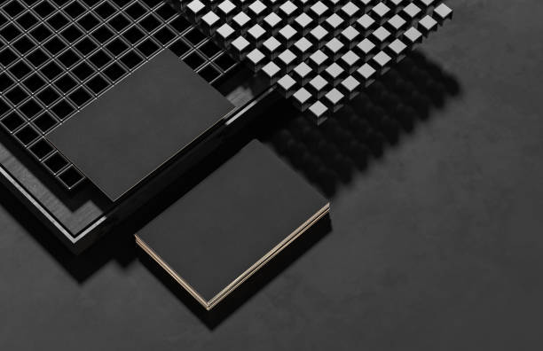 istock Black business card mock up isolated on dark background. 3D illustration 1626757204