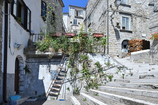 A characteristic street of a medieval village in the Abruzzo region.