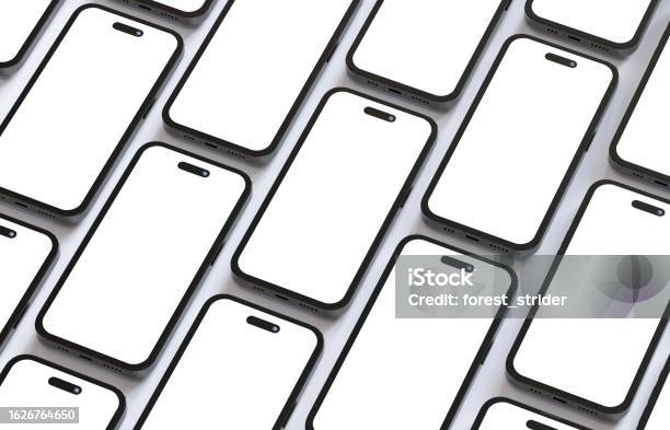 Blank Phone Mobile Screens For App Design In White Background Stock Photo - Download Image Now