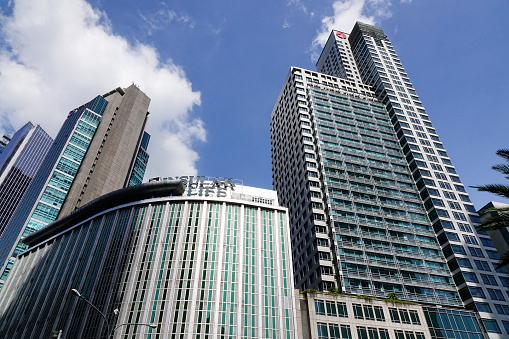 Manila, Philippines - Dec 21, 2015. Finance buildings located at downtown in Manila, Philippines.