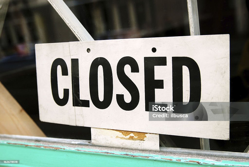 Closed sign Closed sign on shop window Business Stock Photo
