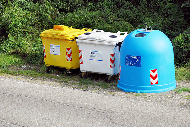 istock Italian waste sorting collection trash bins in the street 162678664