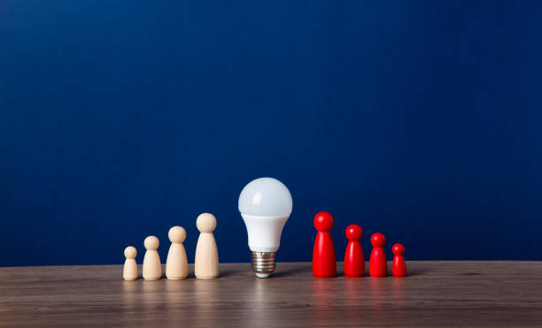 istock A light bulb and a wooden doll on the desk 1626795837
