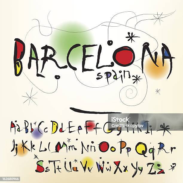 The Alphabet In Style Spanish Artist Of Joan Miro Stock Illustration - Download Image Now - Joan Miro, Barcelona - Spain, Typescript