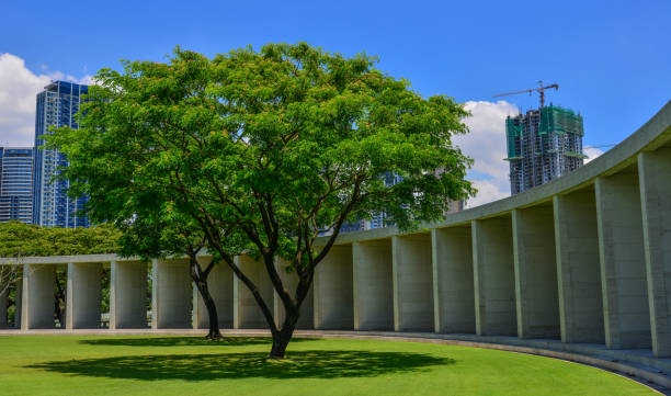 Manila American Cemetery and Memorial Manila, Philippines - Apr 13, 2017. Manila American Cemetery with green trees. Cemetery honors the American and allied servicemen who died in World War II. taguig stock pictures, royalty-free photos & images