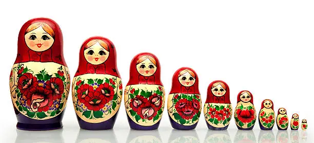 Nested doll - a Old national Russian doll of handwork.