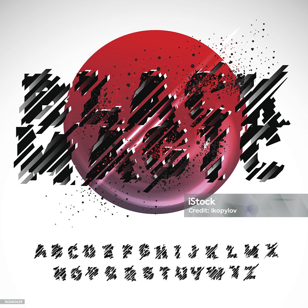 Alphabet Fractale géométrique branché noir - clipart vectoriel de Abstrait libre de droits